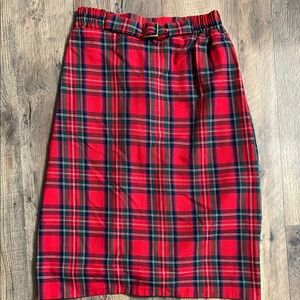 Little Girls Christmas Plaid Red / green midi pencil Skirt sz 12